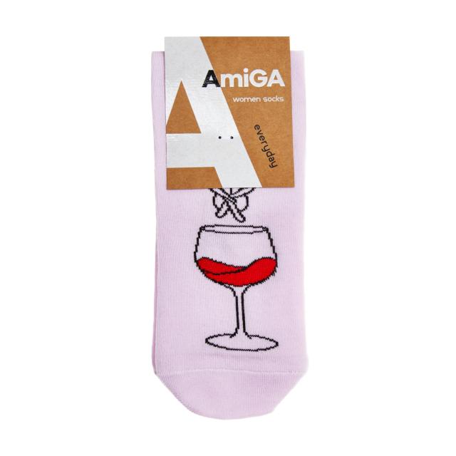 foto шкарпетки жiночi amiga класичні,  бокал вина, рожеві, розмір 23-25