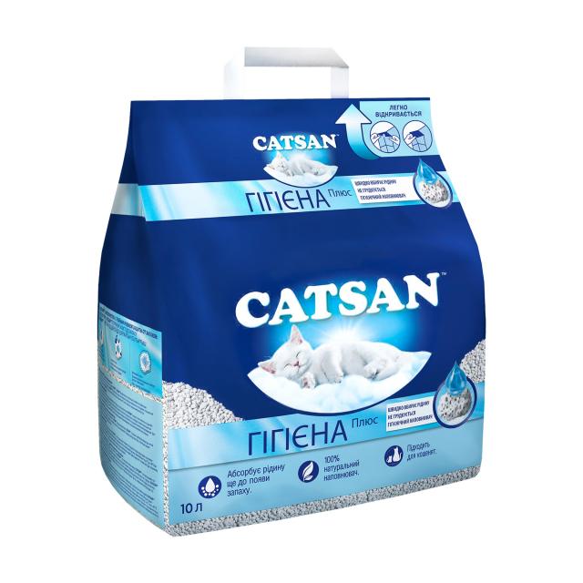foto наповнювач туалетів для кішок catsan hygiene plus 10 л