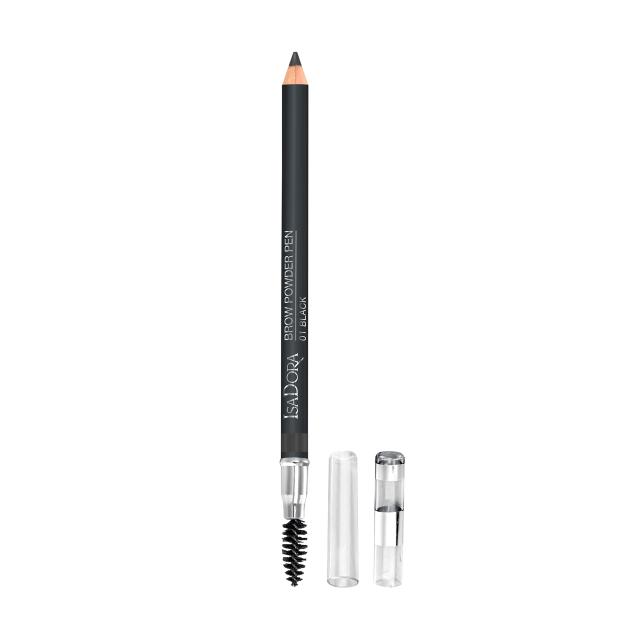 foto олівець для брів з щіточкою isadora brow powder pen 01 black, 1.1 г