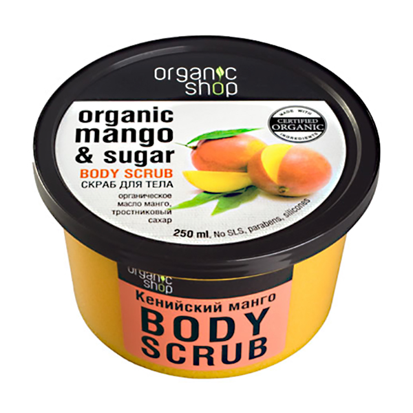 foto скраб для тіла organic shop кенійське манго, 250мл
