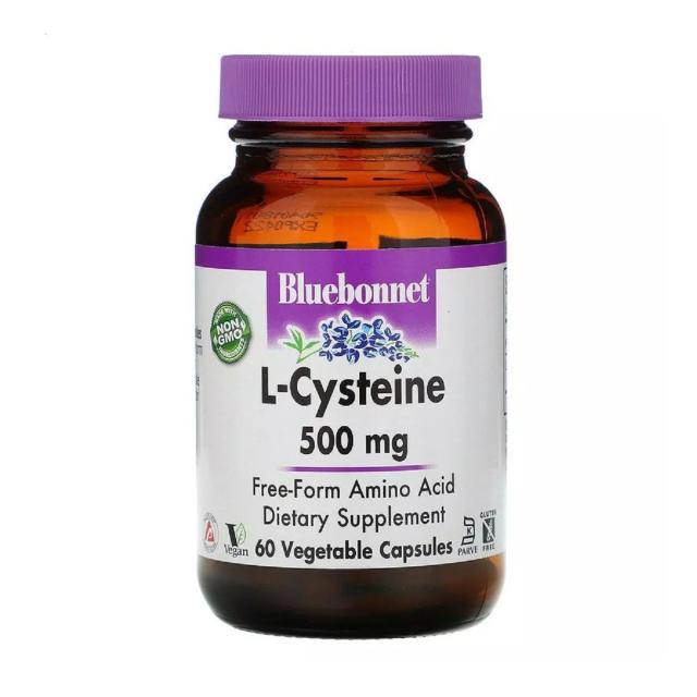 foto харчова добавка амінокислота в вегетаріанських капсулах bluebonnet nutrition l-cystein l-цистеїн 500 мг, 60 шт