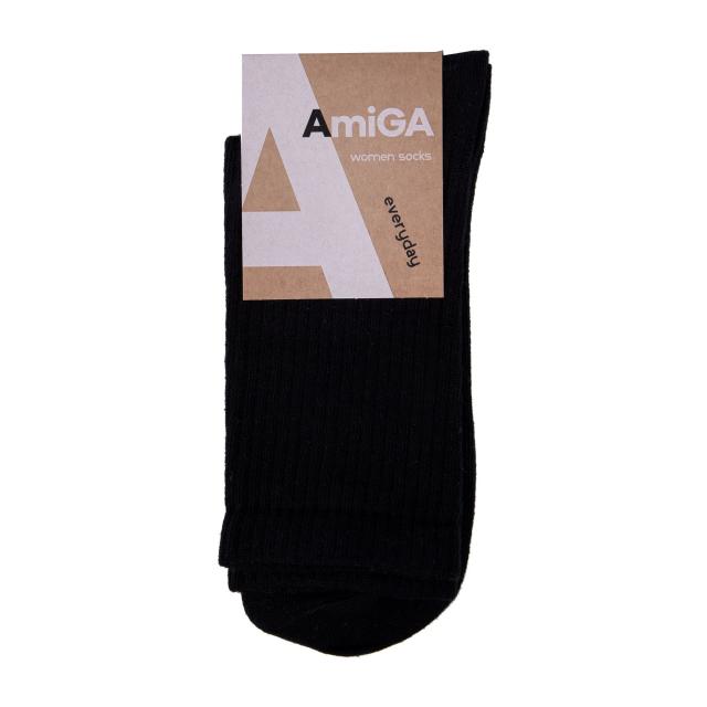 foto шкарпетки жіночі amiga високі, спортивні, чорні, розмір 23-25