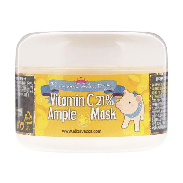 foto розігрівальна маска для обличчя elizavecca milky piggy vitamin c 21% ample mask з вітаміном с, 100 г