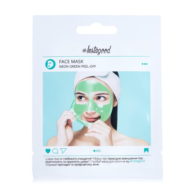 foto маска-плівка для обличчя instagood face mask neon green peel-off очищувальна, 12 мл
