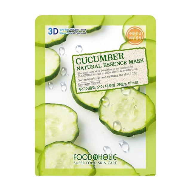 foto тканинна 3d-маска для обличчя food a holic natural essence mask cucumber з екстрактом огірка, 23 г