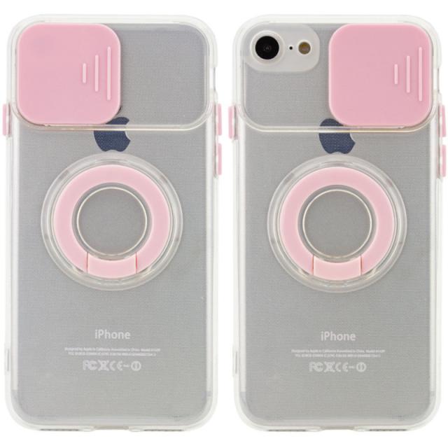 foto чохол camshield colorring tpu зі шторкою для камери на apple iphone se (2020) (рожевий) 1162137