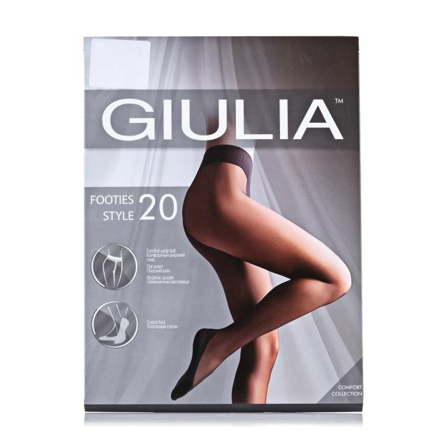 foto колготки жіночі giulia footies style класичні, без шортиків, 20 den, nero, розмір 5