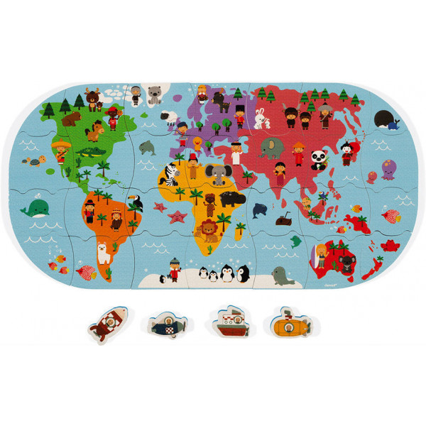 foto іграшка-пазл для ванної janod пазл карта світу (j04719)