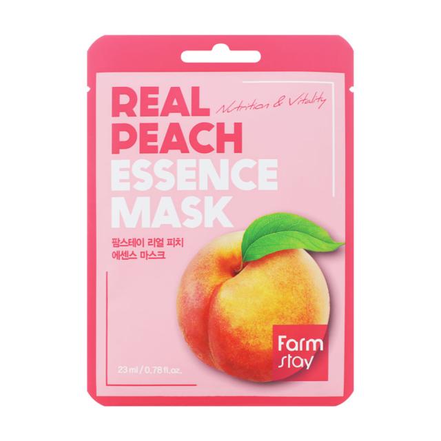 foto тканинна маска для обличчя farm stay real peach essence mask, з екстрактом персика, 23 мл