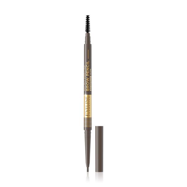 foto водостійкий олівець для брів eveline micro precise brow pencil 01 taupe, 6 г