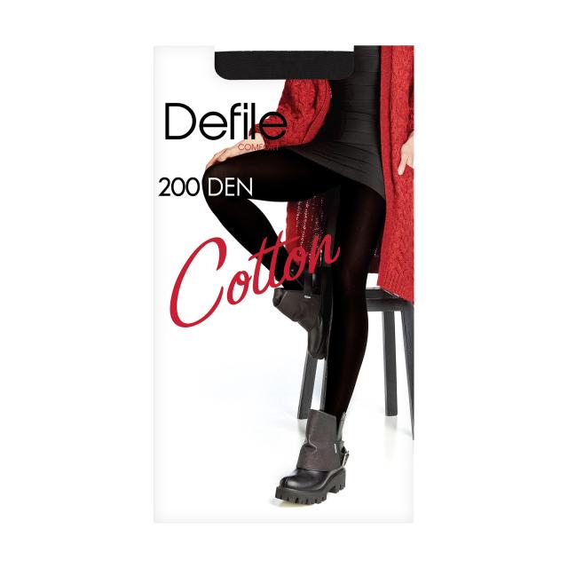 foto колготи жіночі defile comfort cotton 200 den, чорні, розмір 3
