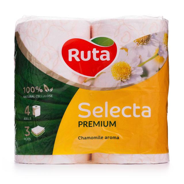 foto туалетний папір ruta selecta з екстрактом ромашки, 3-шаровий, білий, 4 шт