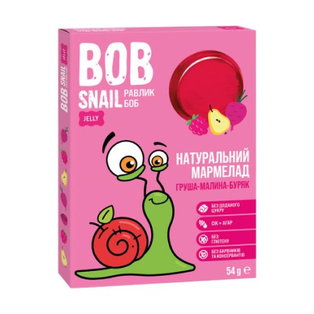 foto натуральний мармелад bob snail груша-малина-буряк, 54 г