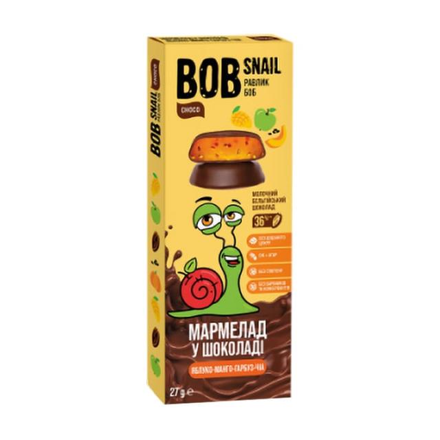 foto натуральний мармелад bob snail яблуко-манго-гарбуз-чіа в молочному шоколаді, 27 г