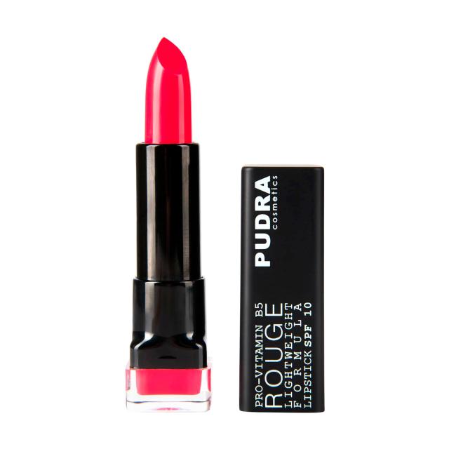 foto помада для губ pudra cosmetics rouge lightweight formula lipstick spf10 з провітаміном b5, 05 fatal pink, 4.5 мл