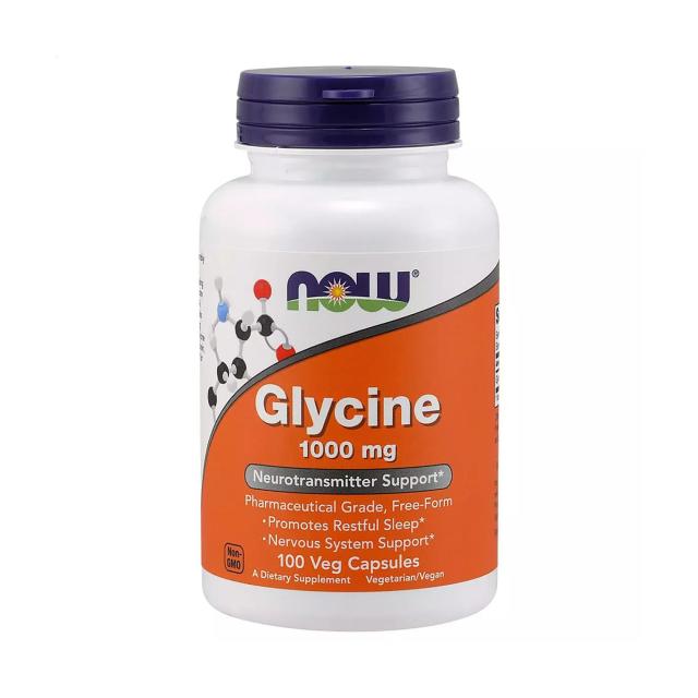 foto харчова добавка амінокислота в капсулах now foods glycine гліцин 1000 мг, 100 шт