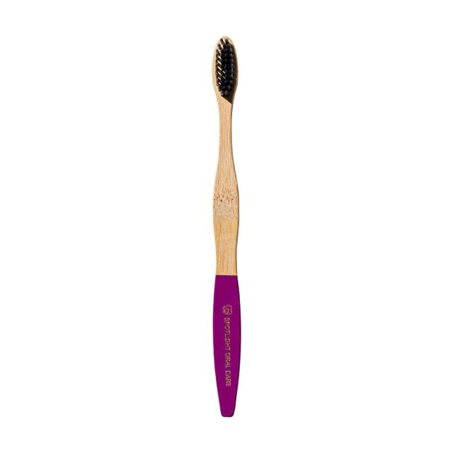 foto бамбукова зубна щітка spotlight oral care bamboo toothbrush фіолетова, 1 шт
