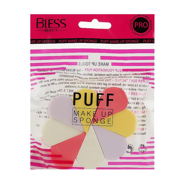 foto набір спонжів для макіяжу bless beauty puff make up sponge 8 в 1, квітка в окантовці, 8 шт
