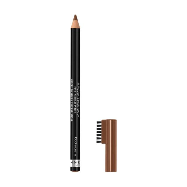 foto олівець для брів rimmel brow this way professional pencil зі щіточкою, 06 brunette, 1.4 г