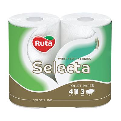 Podrobnoe foto туалетний папір ruta selecta білий, 3-шаровий, 150 відривів, 4 шт