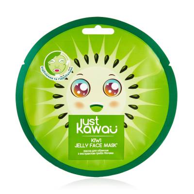 Podrobnoe foto маска для обличчя just kawaii kiwi jelly з екстрактом гриба лінчжи, відбілення та гідробаланс, 25 г
