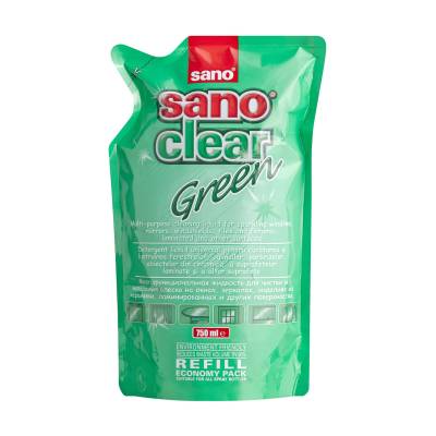 Podrobnoe foto засіб для миття скла sano clear green, 750 мл (запаска)