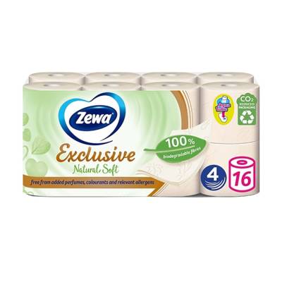 Podrobnoe foto туалетний папір zewa exclusive natural soft білий, 4-шаровий, 150 відривів, 16 рулонів