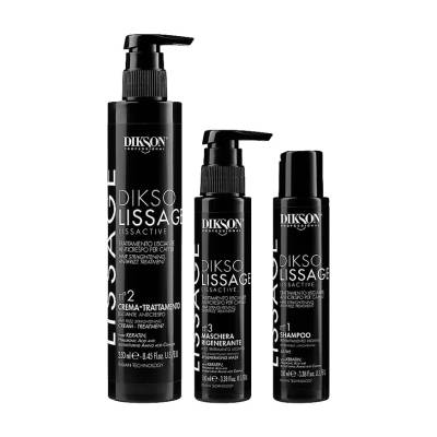 Podrobnoe foto набір для розгладження волосся dikson dikso liss lissactive (шампунь, 100 мл + крем, 250 мл + кондиціонер, 100 мл)