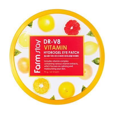 Podrobnoe foto вітамінні патчі для шкіри навколо очей farmstay dr-v8 vitamin hydrogel eye patch, 90 г