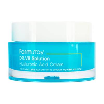 Podrobnoe foto крем для обличчя farmstay dr.v8 solution hyaluronic acid cream зволожувальний, з гіалуроновою кислотою, 50 мл