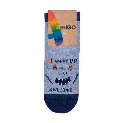 Podrobnoe foto шкарпетки дитячі amigo sd2020-30 сірий меланж i wake up, розмір 16-18
