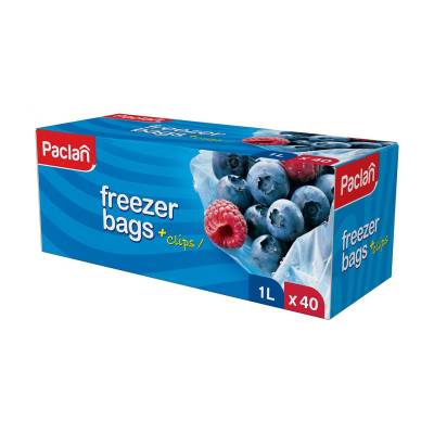 Podrobnoe foto пакети для заморожування paclan freezer bags з кліпсами, 1 л, 40 шт
