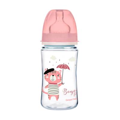 Podrobnoe foto антиколькова пляшечка для годування canpol babies pp easystart bonjour paris з широким отвором, рожева, 3+ місяців, 240 мл (35/232_pin)