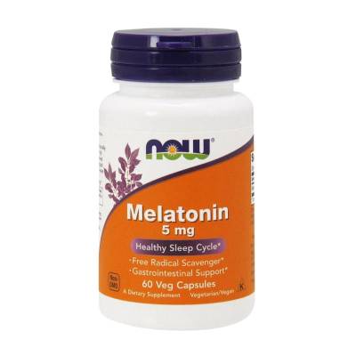 Podrobnoe foto харчова добавка в капсулах now foods melatonin мелатонін 5 мг, 60 шт