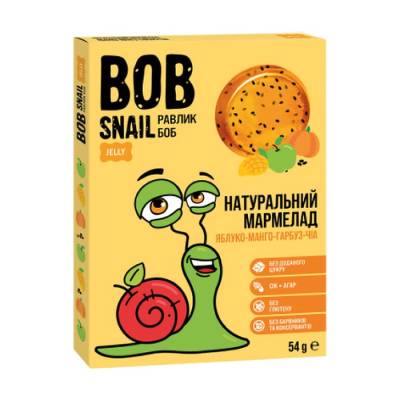 Podrobnoe foto натуральний мармелад bob snail яблуко-манго-гарбуз-чіа, 54 г