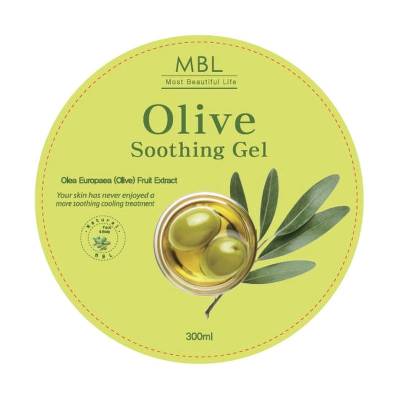 Podrobnoe foto заспокійливий та відновлювальний гель для тіла та волосся mbl olive soothing gel з екстрактом оливок, 300 мл