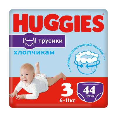 Podrobnoe foto трусики-підгузки huggies pants для хлопчиків, розмір 3 (6-11 кг), 44 шт
