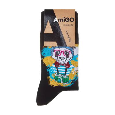 Podrobnoe foto шкарпетки чоловічі amigo f03 класичні, панда, чорні, розмір 25