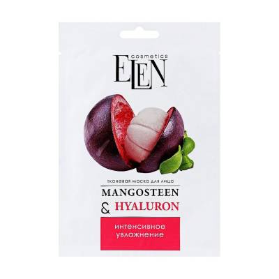 Podrobnoe foto тканинна маска для обличчя elen cosmetics mangosteen & hyaluronic acid, 25 мл