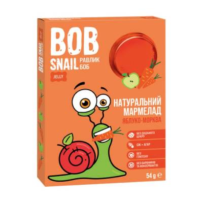 Podrobnoe foto натуральний мармелад bob snail яблуко-морква, 54 г