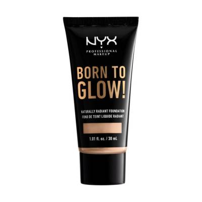 Podrobnoe foto сяюча тональна основа для обличчя nyx professional makeup born to glow! naturally radiant foundation, 06 vanilla, 30 мл