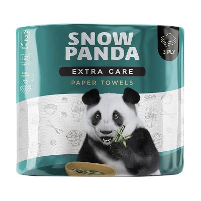 Podrobnoe foto рушники паперові snow panda extra care jumbo roll 3-шарові, 2 шт