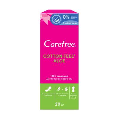 Podrobnoe foto щоденні гігієнічні прокладки carefree cotton fell aloe, 20 шт