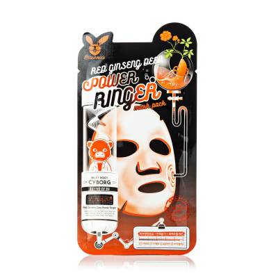 Podrobnoe foto омолоджувальна тканинна маска для обличчя elizavecca milky piggy cyborg red ginseng deep power ringer mask pack з екстрактом червоного женьшеню, 23 мл