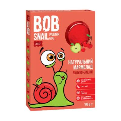 Podrobnoe foto натуральний мармелад bob snail яблуко-вишня, 108 г