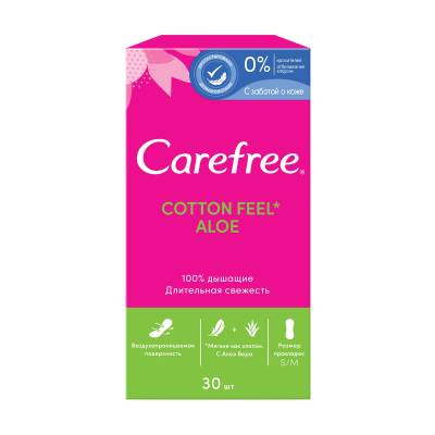Podrobnoe foto прокладки жіночі щоденні  carefree cotton feel aloe, 30 шт