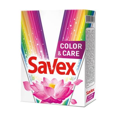 Podrobnoe foto пральний порошок для кольорових тканин savex color & care, автомат, 400 г