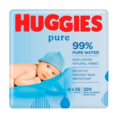 Podrobnoe foto дитячі вологі серветки huggies pure для немовлят, 56*4 шт