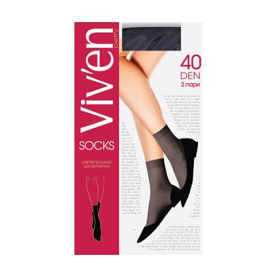 Podrobnoe foto шкарпетки жіночі viv'en petty classic socks напівпрозорі, 40 den, чорні, 2 пари