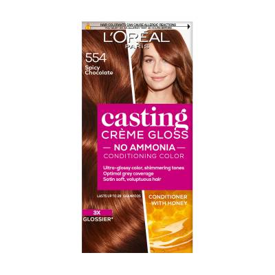Podrobnoe foto безаміачна фарба-догляд для волосся l'oreal paris casting creme gloss 554 пряний шоколад, 180 мл